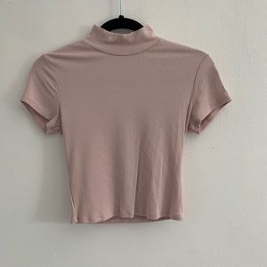 pink garage mock neck shirt